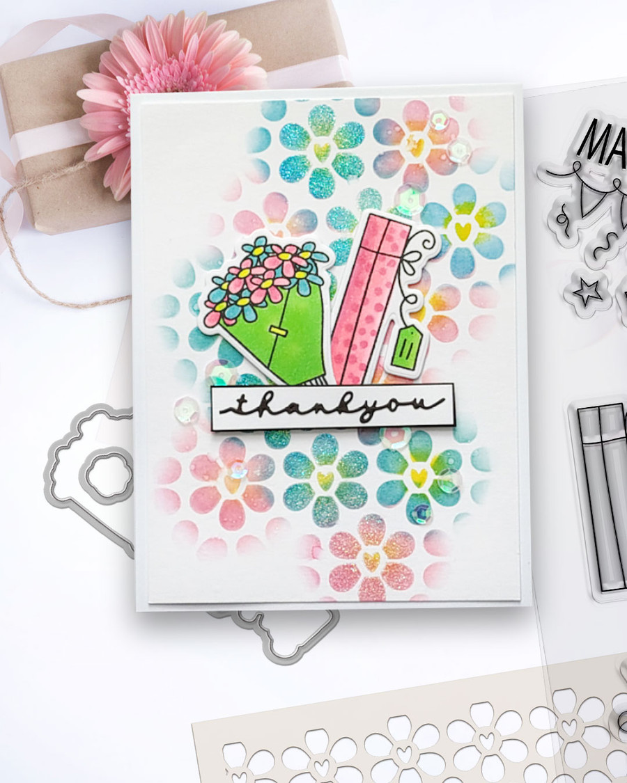Boho Daisy love stencil A5/6 x 8"
