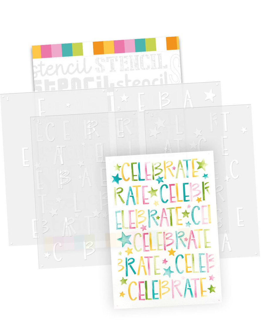Celebrate Layering Stencils x 4stencil - A5/6 x 8"