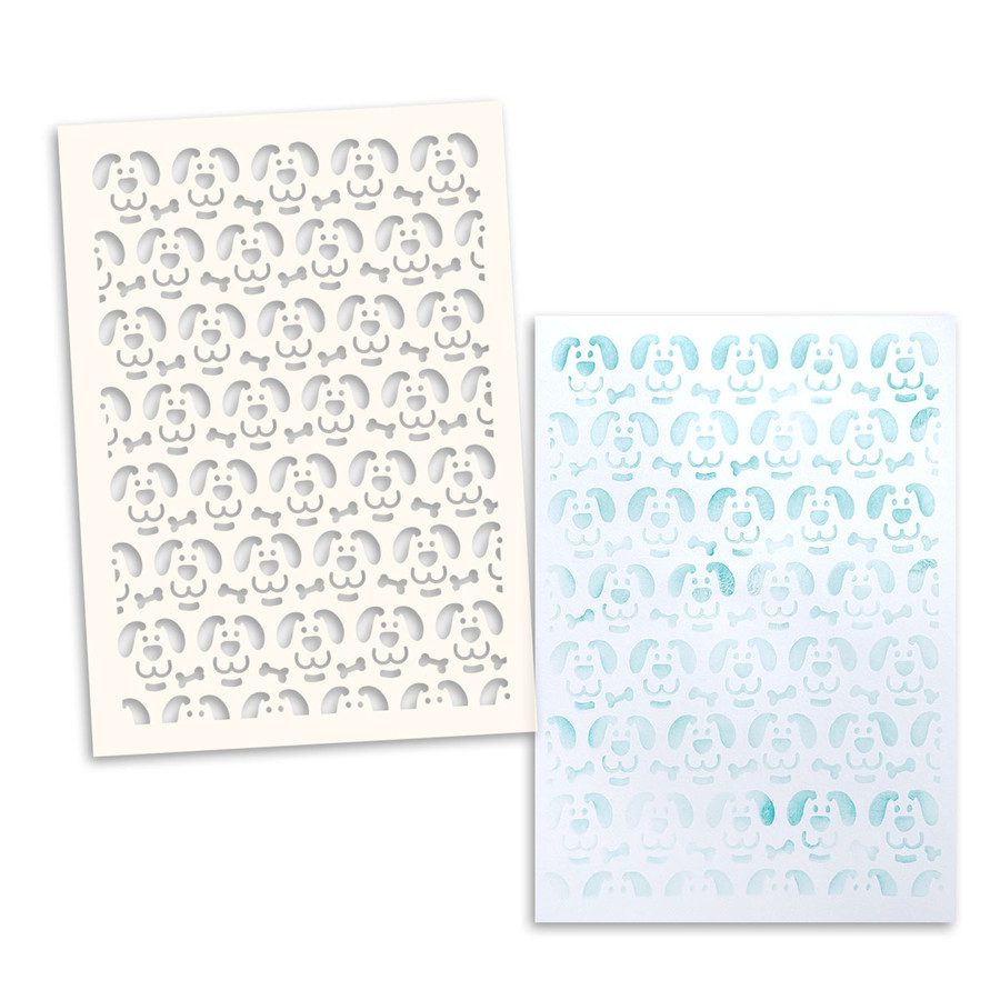 Dog face Stencil A5/6x8" - card making, craft, scrapbooking stencils