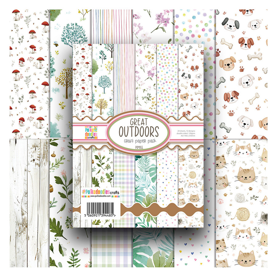 Great Outdoors Craft Paper Pack – A5 Double-Sided Printed Papers for Card Making, Scrapbooking & Crafts