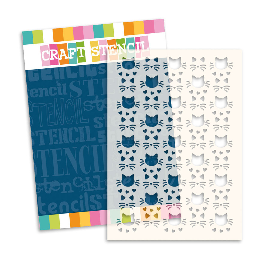 Kitty Cats stencil A5/6x8" - card making, craft, scrapbooking stencils.