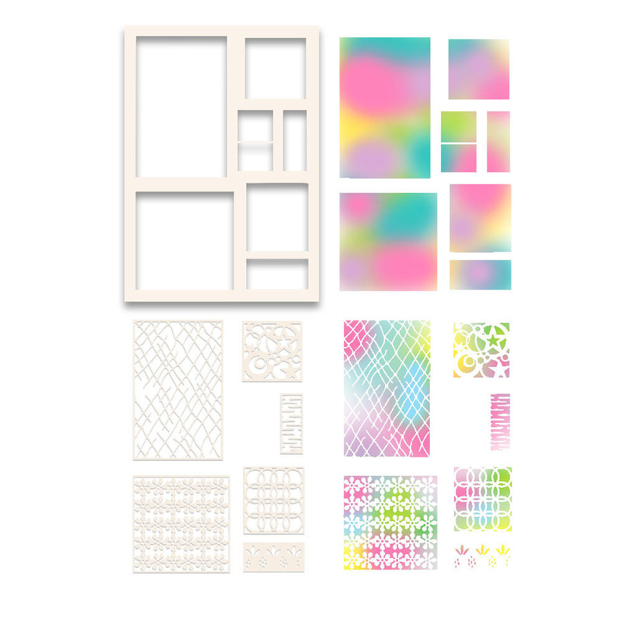 Switchables stencils bundle for card making, craft, scrapbooking, mixed media