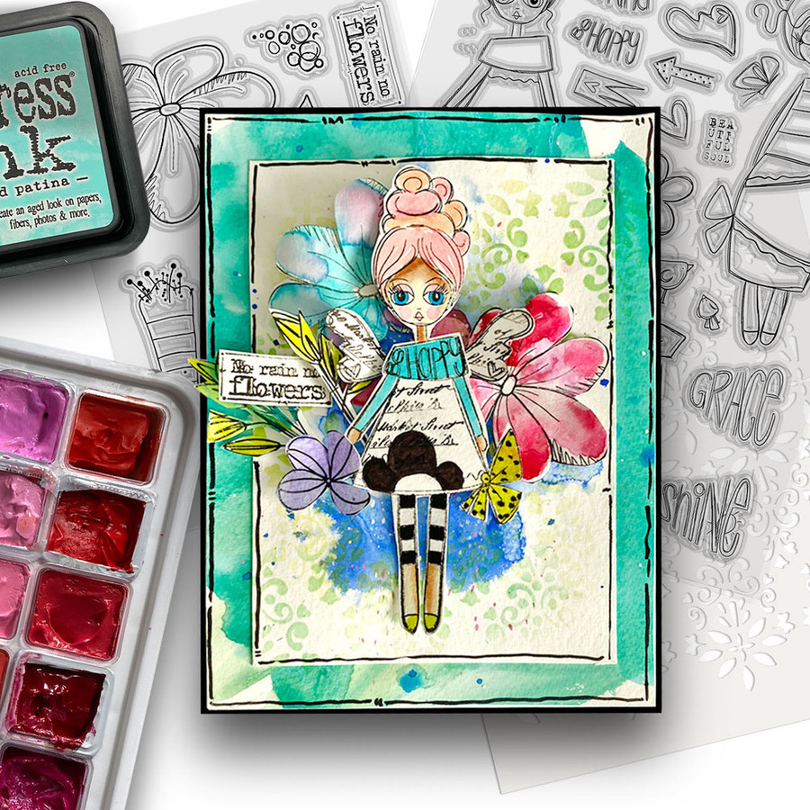 One of a Kind bundle - Clear Stamps and Stencils for mixed media card making craft