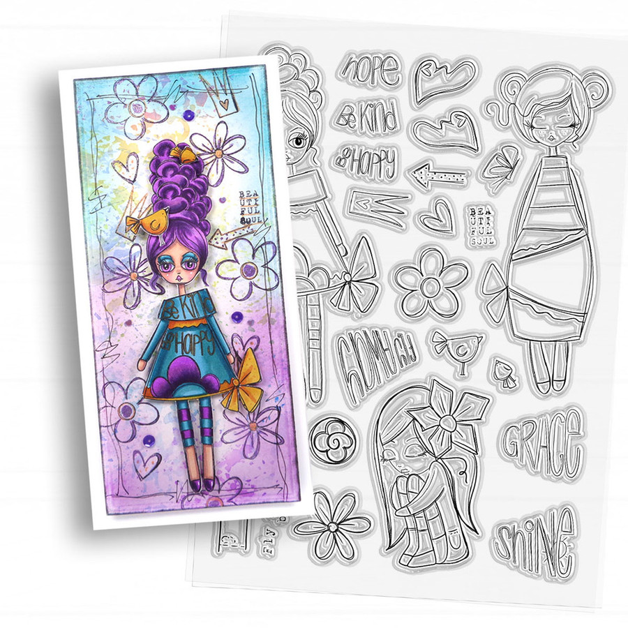One of a Kind bundle - Clear Stamps and Stencils for mixed media card making craft