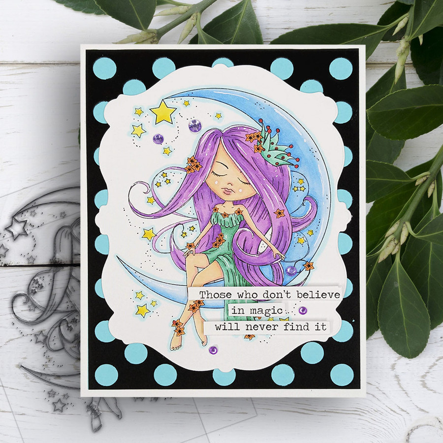 Serenity Fairy Stardust Moon - Digital Crafts, digital Stamp card making printable downloads.