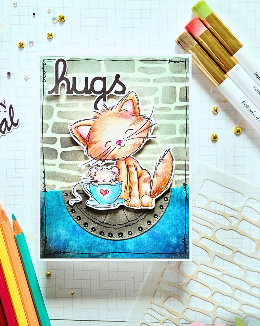 Peaches Cat & Nibbles Mouse Digital Stamp- Cute Fluffy Friends printable craft Download for Card Making Scrapbooking Junk Journals Crafts Stickers