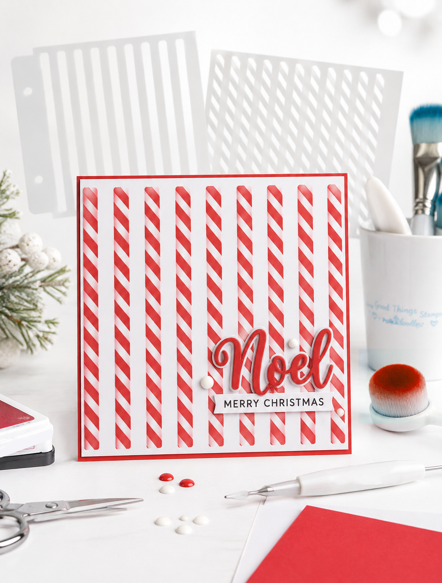 Candy Cane stripes - 2 x layering stencils 6x6" craft stencils.
