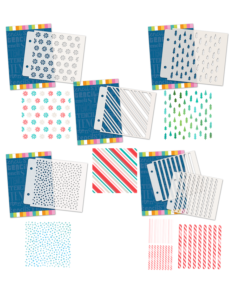 Sparkling Christmas Stencil bundle - 6 stencils