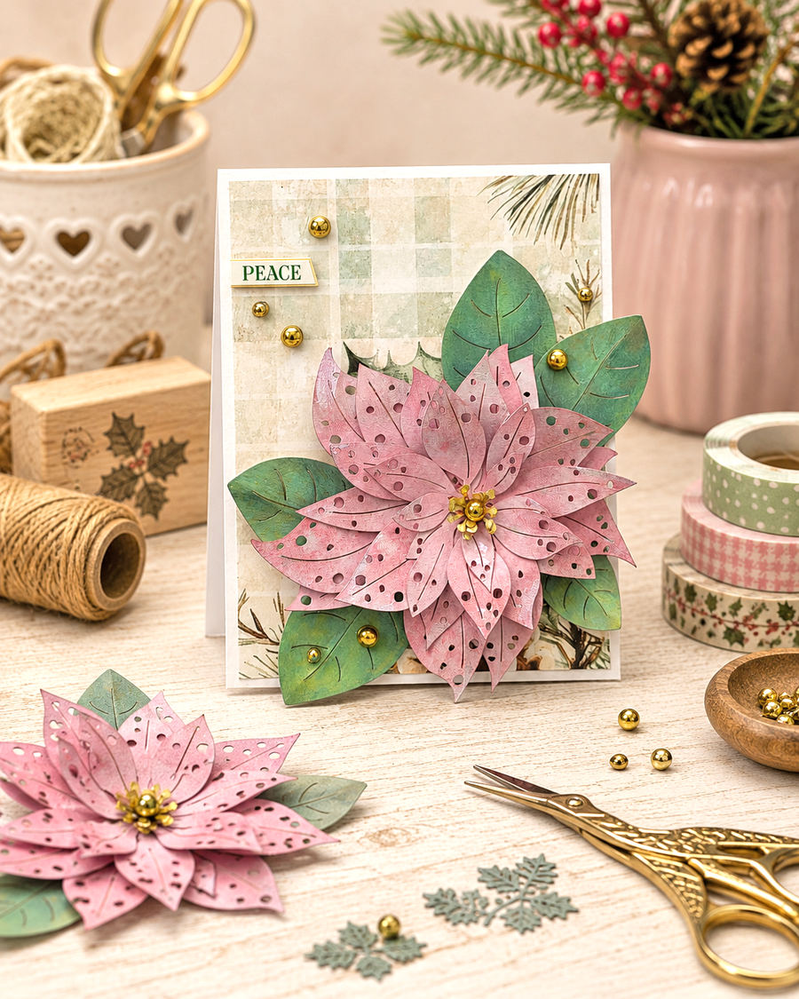 Sweet Poinsettia flower Craft Cutting Dies for crafts, card making scrapbooking.