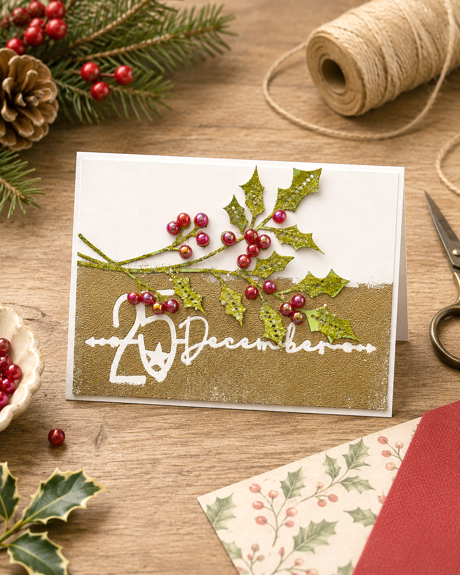 Abundant Holly Craft Cutting Dies | Holly & Berry Die Set - Craft Cutting Dies for crafts, card making scrapbooking