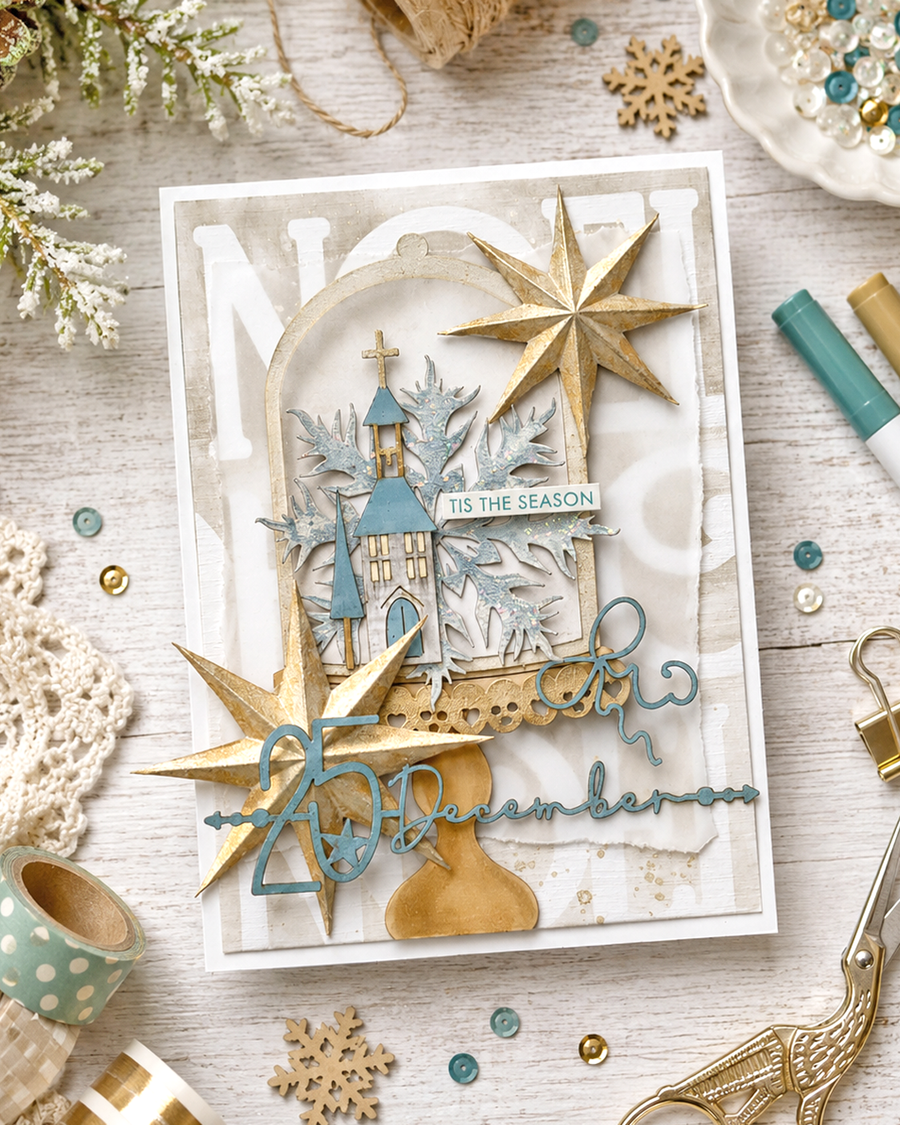 Sculptured stars Craft Cutting Dies. Holly & Berry Die Set - Craft Cutting Dies for crafts, card making scrapbooking