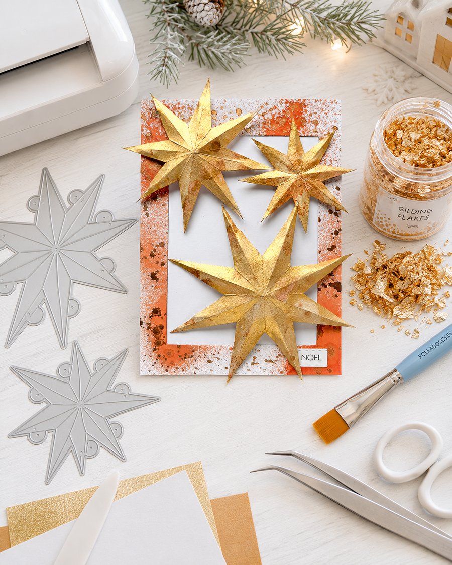 Sculptured stars Craft Cutting Dies. Holly & Berry Die Set - Craft Cutting Dies for crafts, card making scrapbooking