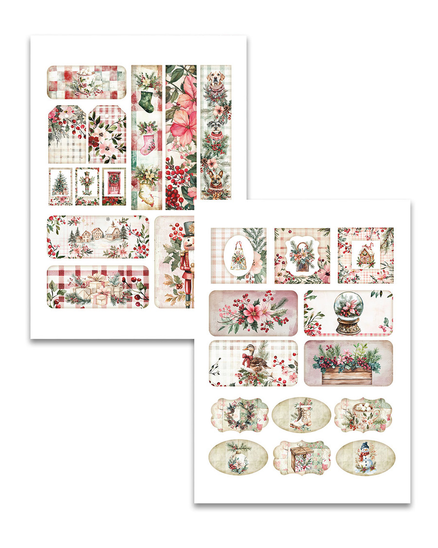 Sparkling Christmas 50 sheets paper & topper pack A5 for crafts, card making scrapbooking | Double-Sided Festive Papers |