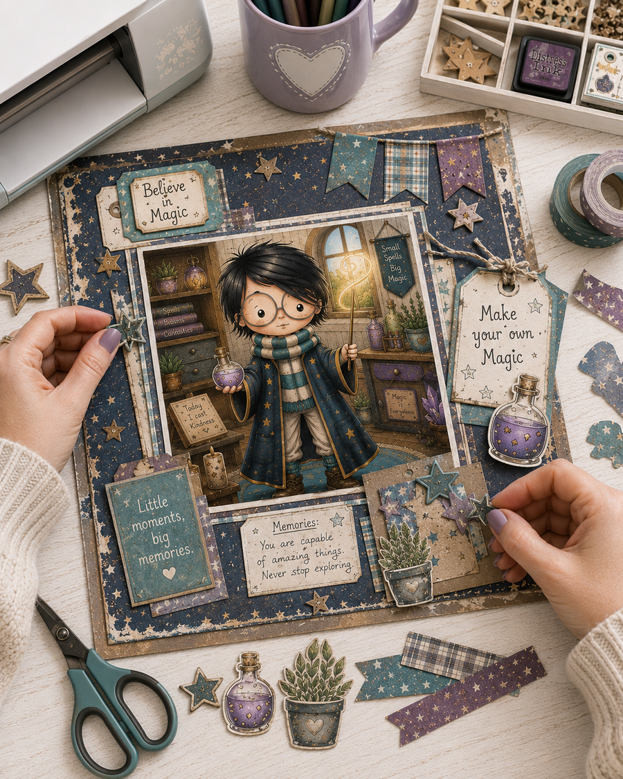 Wizard Magic little Dude - printable Digital Stamp & clipart craft Download for Card Making Scrapbooking Junk Journals , coloring book, Stickers. exams study school graduation.