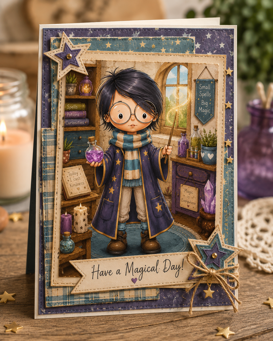 Wizard Magic little Dude - printable colour clipart craft Download for Card Making Scrapbooking Junk Journals , coloring book, Stickers.
