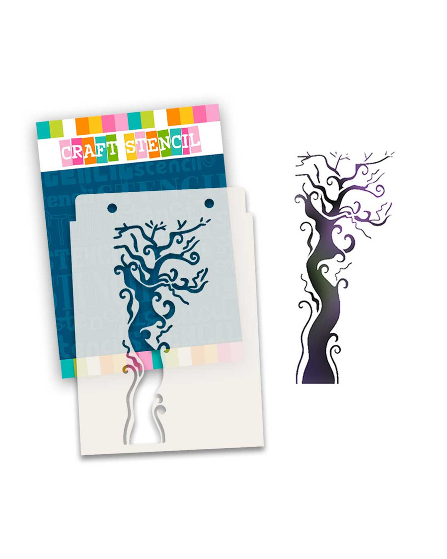 Creepy Tree Halloween stencil A5/6 x 8" (new) - craft, card making, scrapbooking stencil.