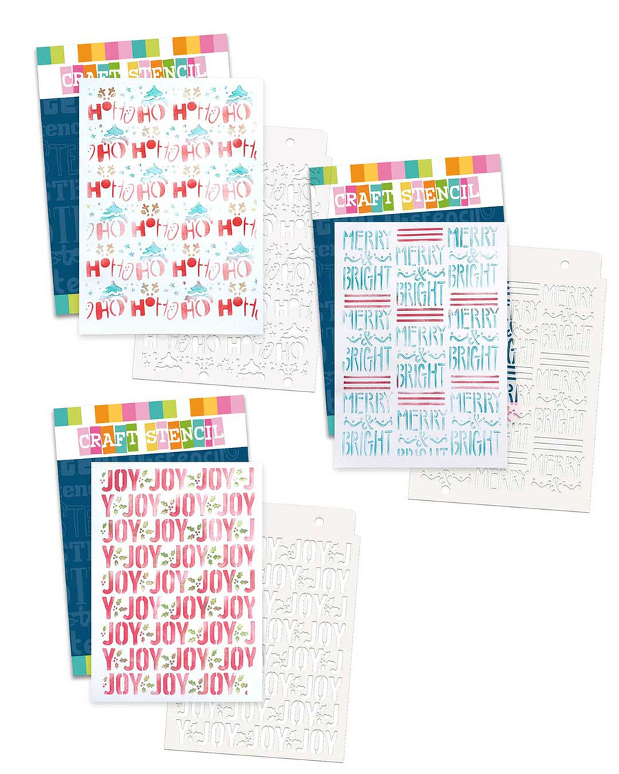 Christmas Holiday Text stencil bundles A5/6 x 8" (new) - craft, card making, scrapbooking stencil.