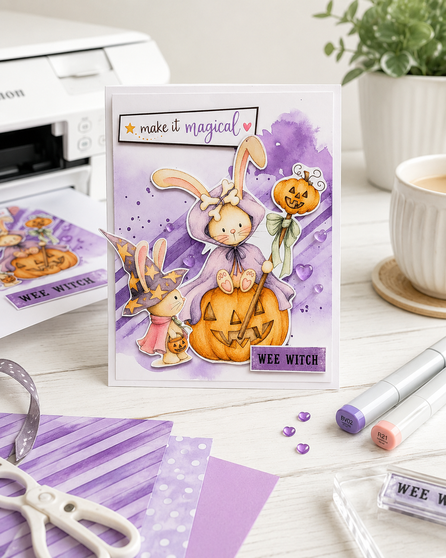 Bunny rabbit pumpkin precoloured clipart - Hello Autumn printable download for craft, card making, junk journal, digital scrapbooking.