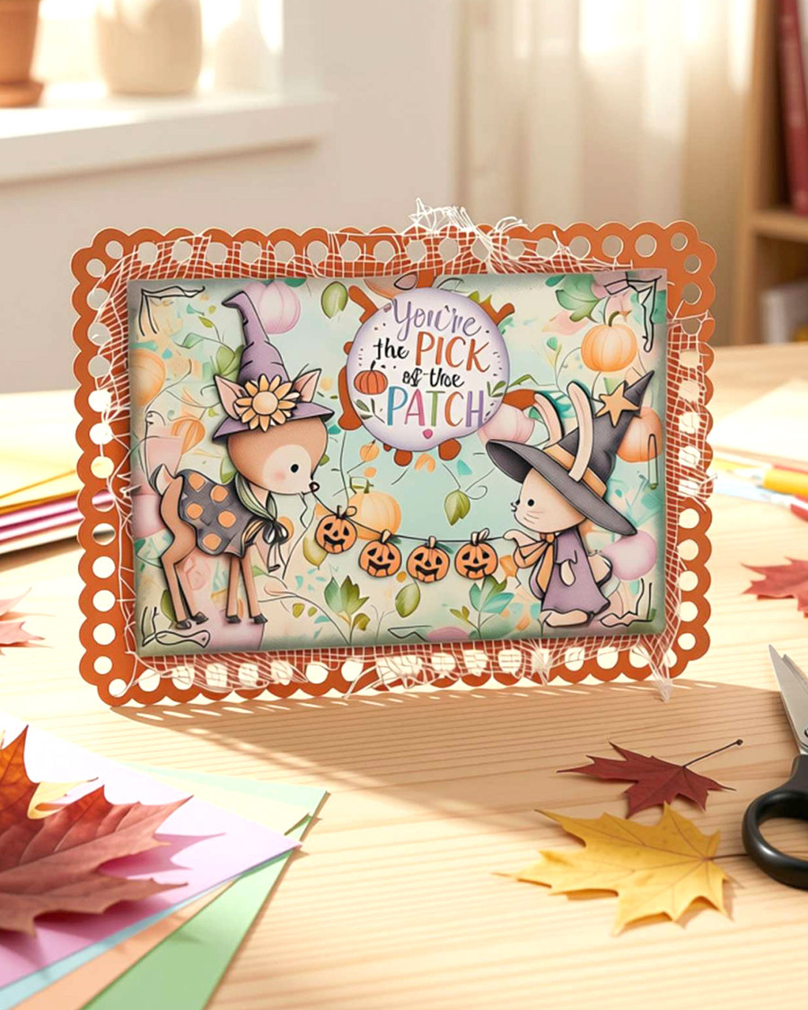 Deer and Bunny  banner precoloured clipart - Hello Autumn printable download for craft, card making, junk journal, digital scrapbooking.