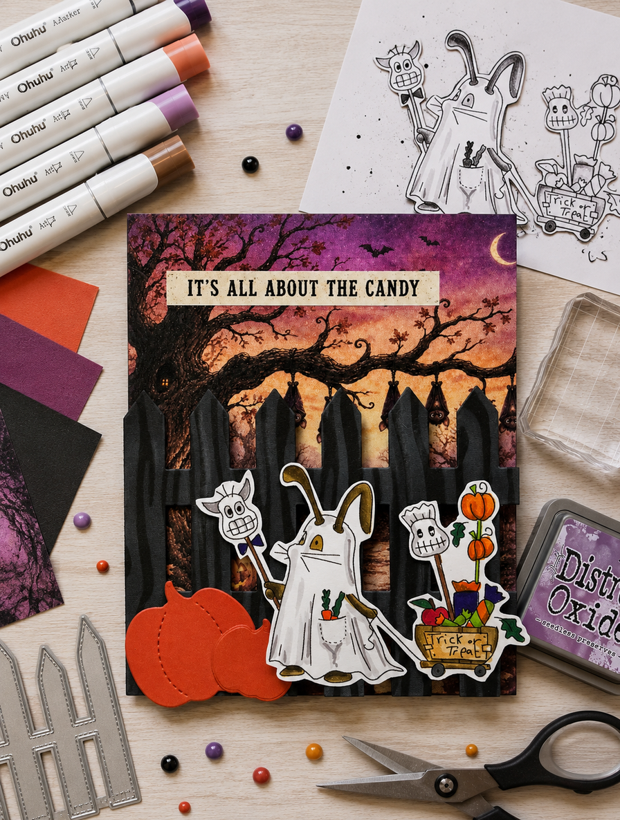 Bunny Rabbit Ghost dressup precoloured clipart - Hello Autumn printable download for craft, card making, junk journal, digital scrapbooking.