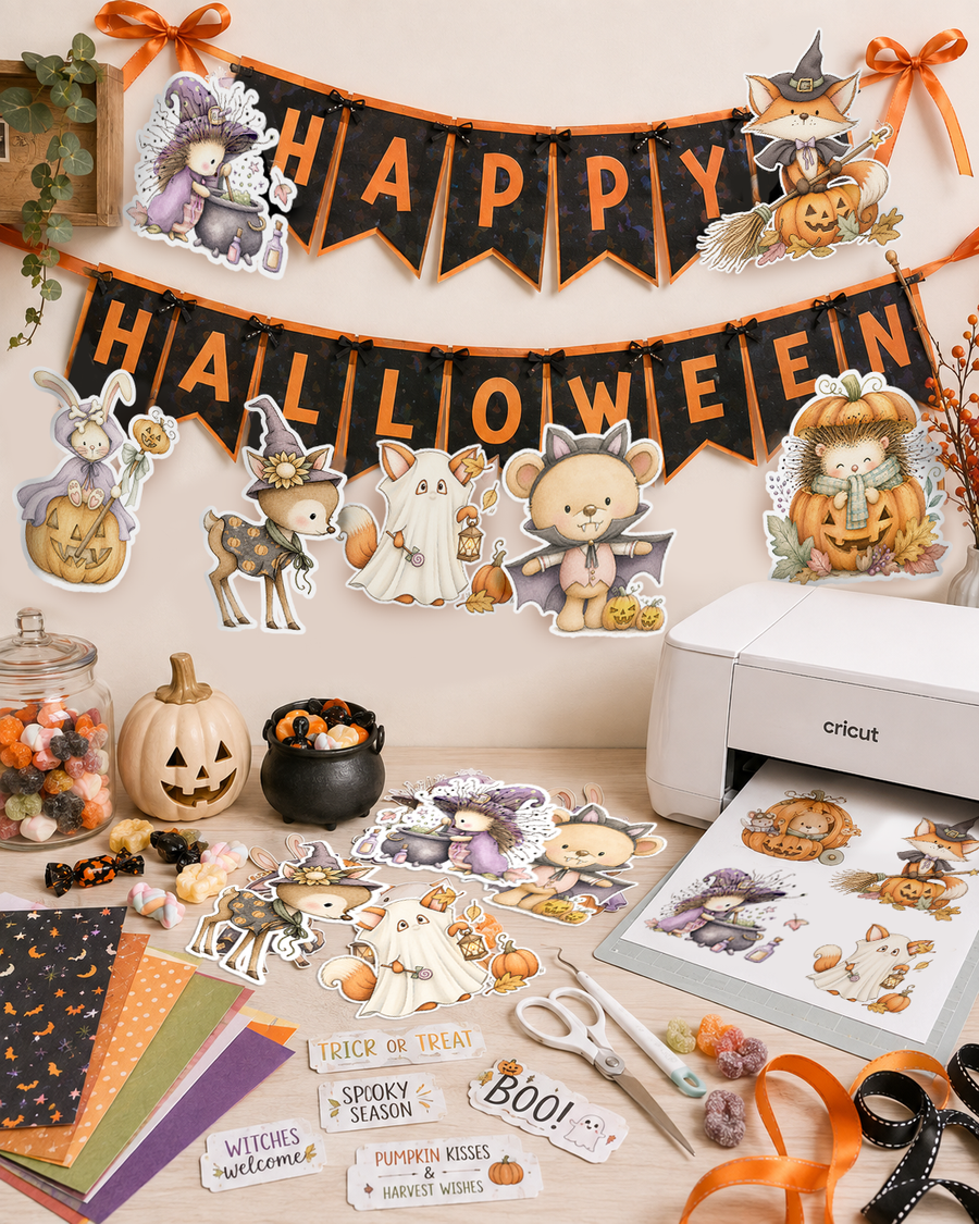 Cute hedgehog witch Halloween black and white digital stamp with witch hat, bubbling cauldron, magic potion bottles and leaves, Fall Autumn woodland printable for card making, colouring, scrapbooking and paper crafts.