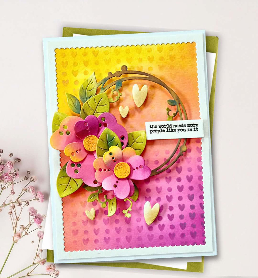Leafy flourish circle wreath die - craft card making die