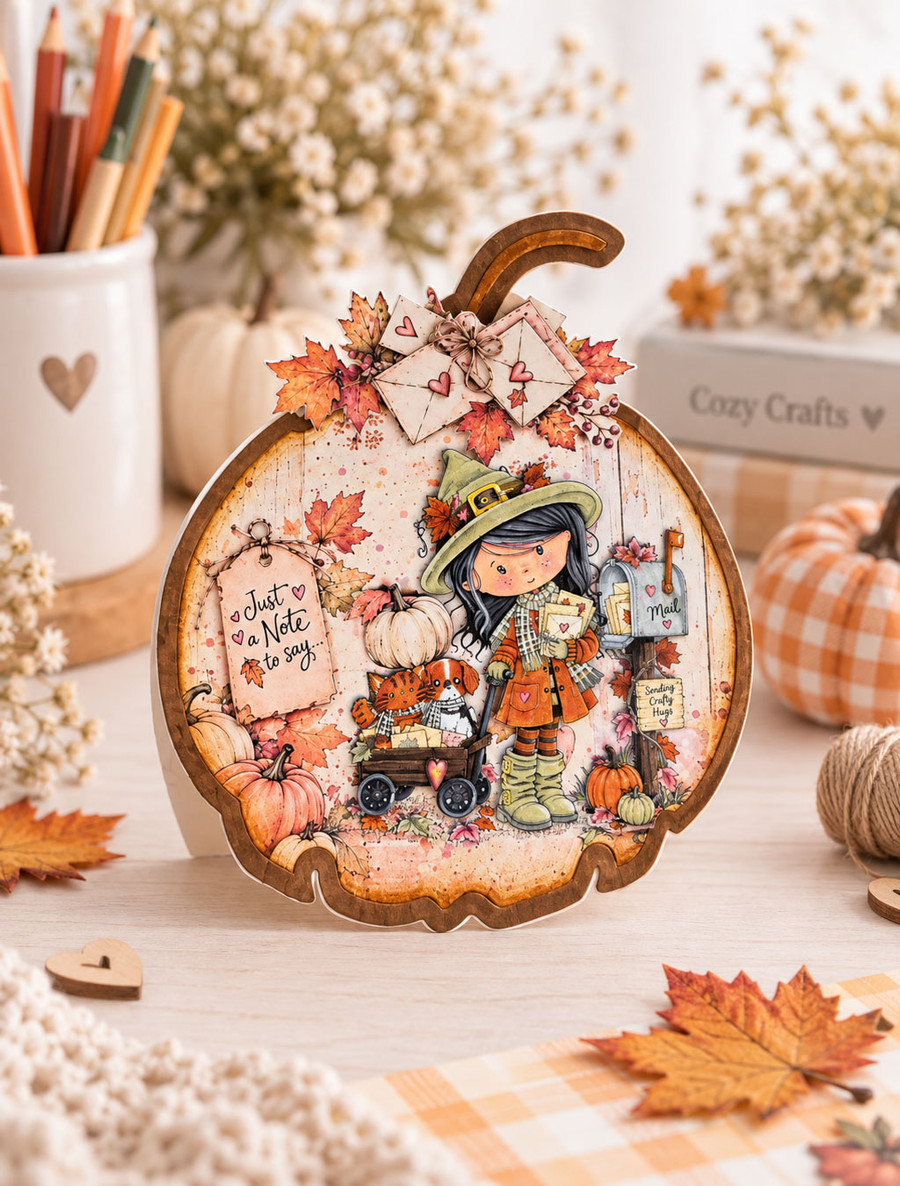 Happy Mail Autumn/Fall Winnie cute girl drawing with mail box, cat and dog, black and white digital stamp for card making craft, coloring, junk journal images, digi scrapbooking and planner printables – digitale Stempel, digitale stempels