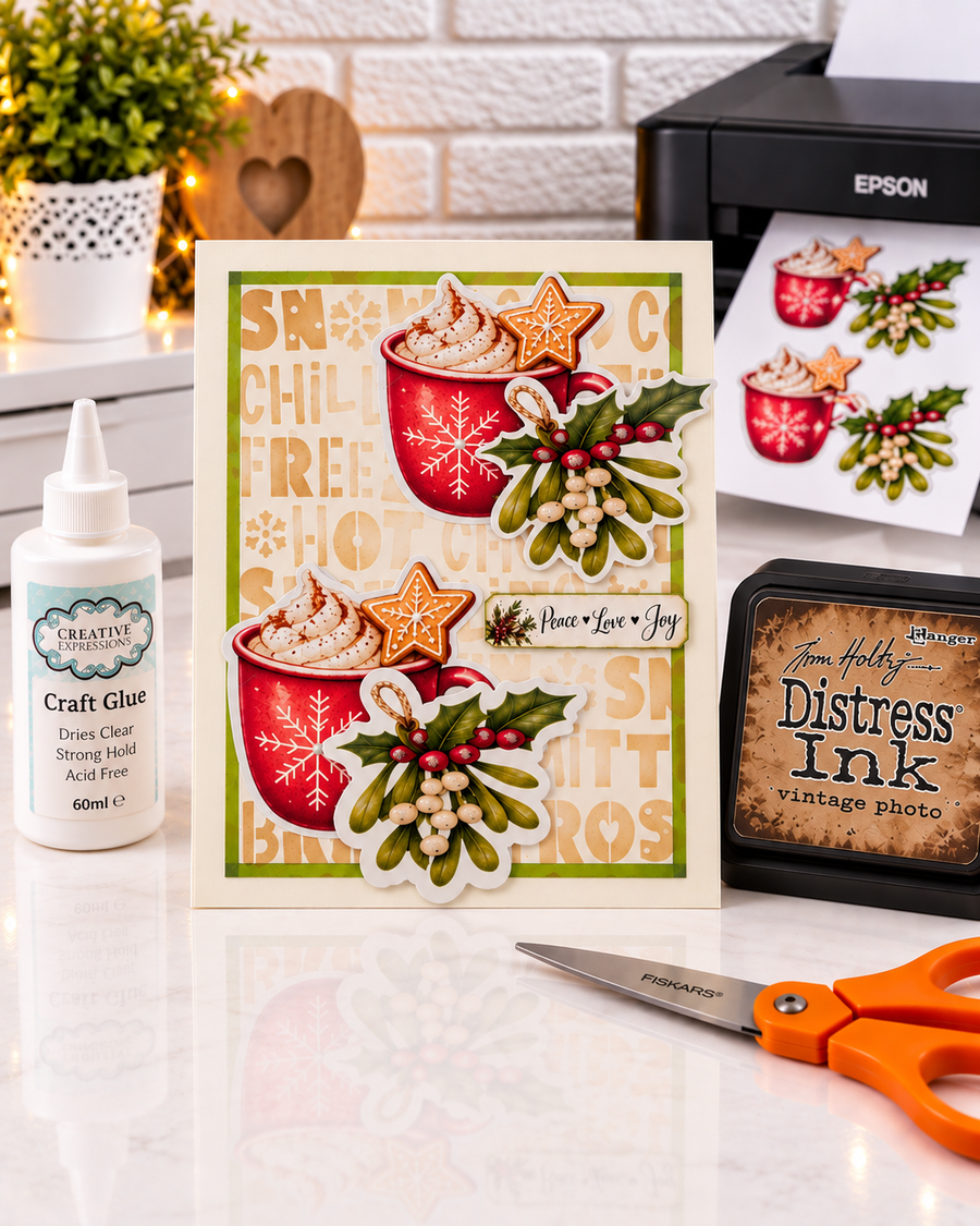 Christmas at the Cottage – Huge Christmas Printable Craft Bundle, Digital Stamps, Clipart, Papers, Card Templates & Ephemera for card making, printable crafting, junk journals, folios, planner elements, digital scrapbooking.