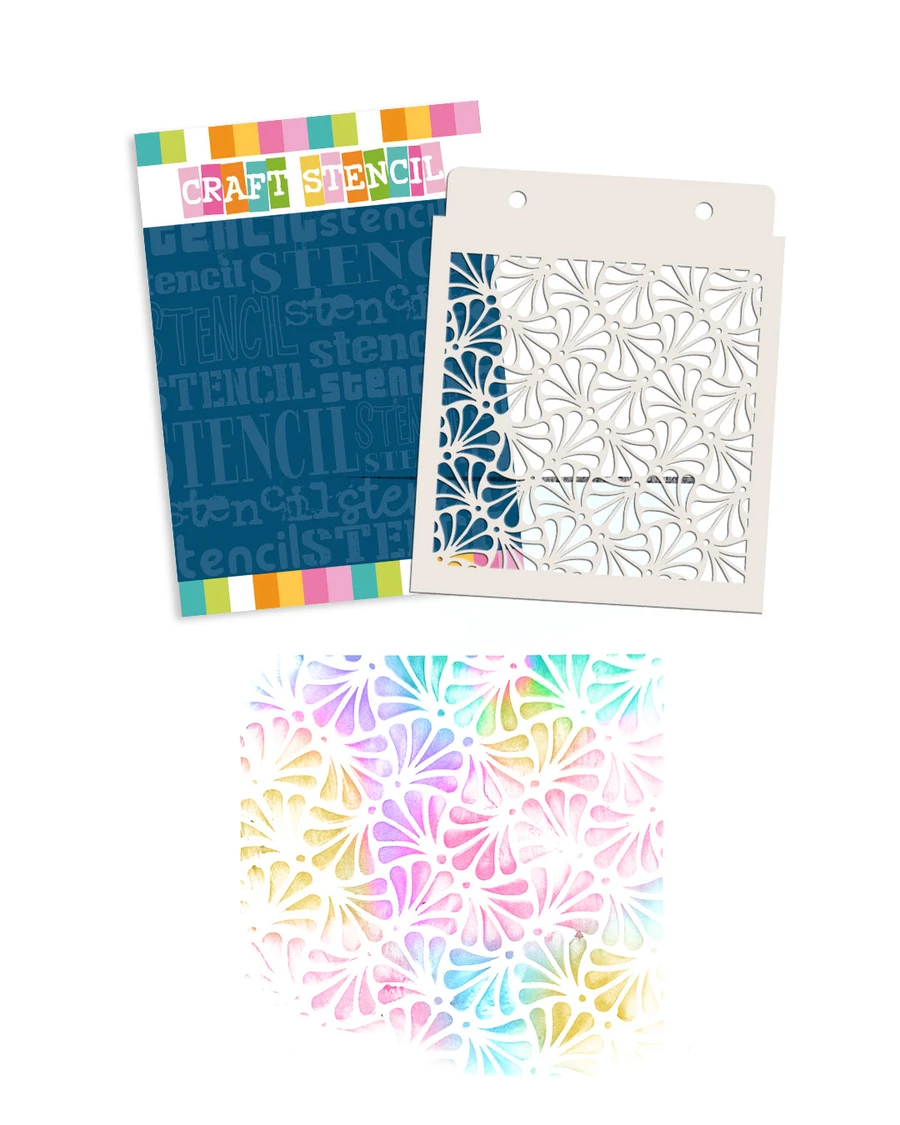 Wonky Blooms stencil - card making and craft stencil.

A pretty generic floral pattern stencil that's great for adding interest behind your crafty projects whether it's cards or mixed media projects. Use with texture pastes and medium to create beautiful 3D textures and dimension or add inks and sprays and chalks to create a great pattern. Use this design with gilding flakes and metallics to get a beautiful, luxe background - gorgeous! A5 design.