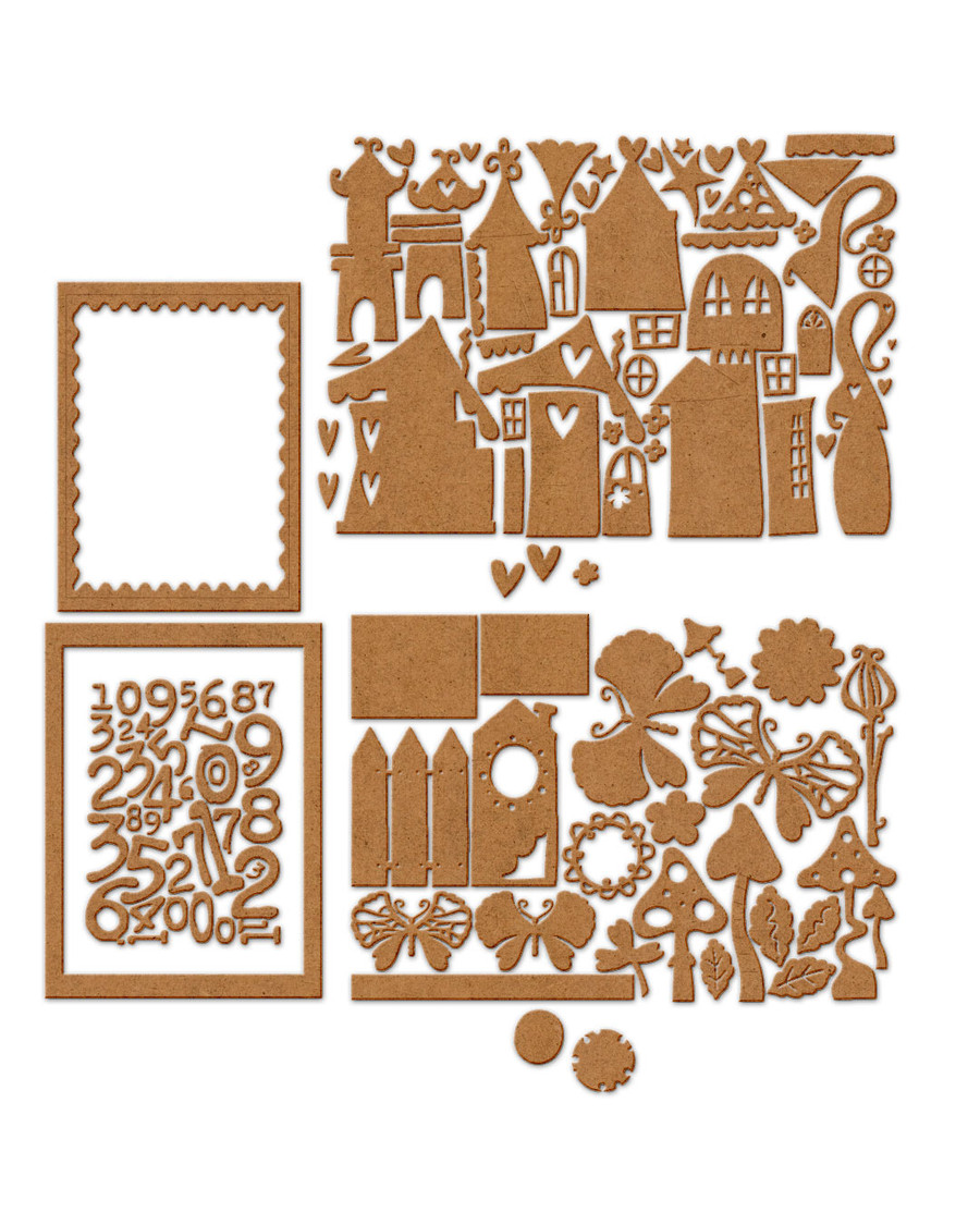 Wonky Stuff MDF kit - 100+ pieces to decorate. Craft mdf wood blanks for card making and crafts. Featuring lots of different layered wonky houses and buildings (even a circus tent) - these pieces are super versatile whether you're making handmade cards or decorative pieces for round the home and to sell at craft fairs too. This kit includes a massive xxx pieces. Includes 23 garden pieces including butterflies and toadstools; approx 43 numbers and frame pieces; approx 52pcs that can make 7 or more buildings. Total pieces approx 110pcs