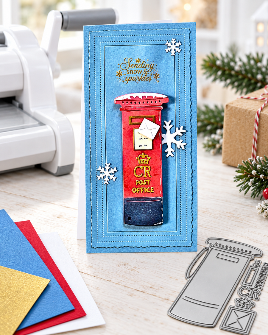 Vintage Post Box craft dies - cutting dies for card making and crafts, junk journaling, planner crafts, scrapbooking- cutting dies for card making and crafts, junk journaling, planner crafts, scrapbooking.

This gorgeous UK vintage post box is perfect for any card or craft project. We’ve included layered pieces to build up a lovely box - and the envelope which you can tuck into the opening. To finish off we have added a the Post Office Lettering complete with the new King Charles initials!

The best part is all the pieces are connected to make die cutting much faster and easier!
