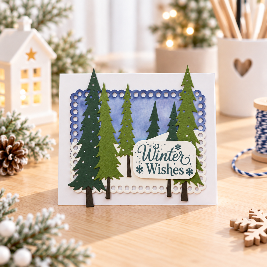 Rustic Dotty Tree Trio craft dies- cutting dies for card making and crafts, junk journaling, planner crafts, scrapbooking.

3 Quirky dotty trees which are definitely not just for Christmas!

Use these lovely trees all year round to create forest scenes - these look amazing on a mixed media project too.

The best part is all the pieces are connected to make die cutting much faster and easier!