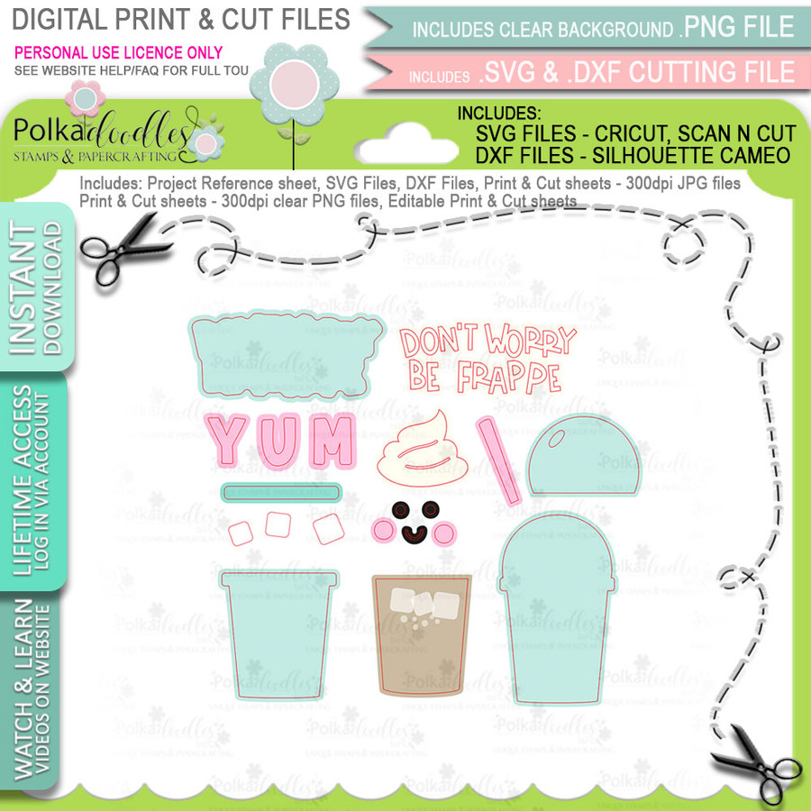 Yummy Frappe SVG & DXF Print & Cut Files - printable download bundle