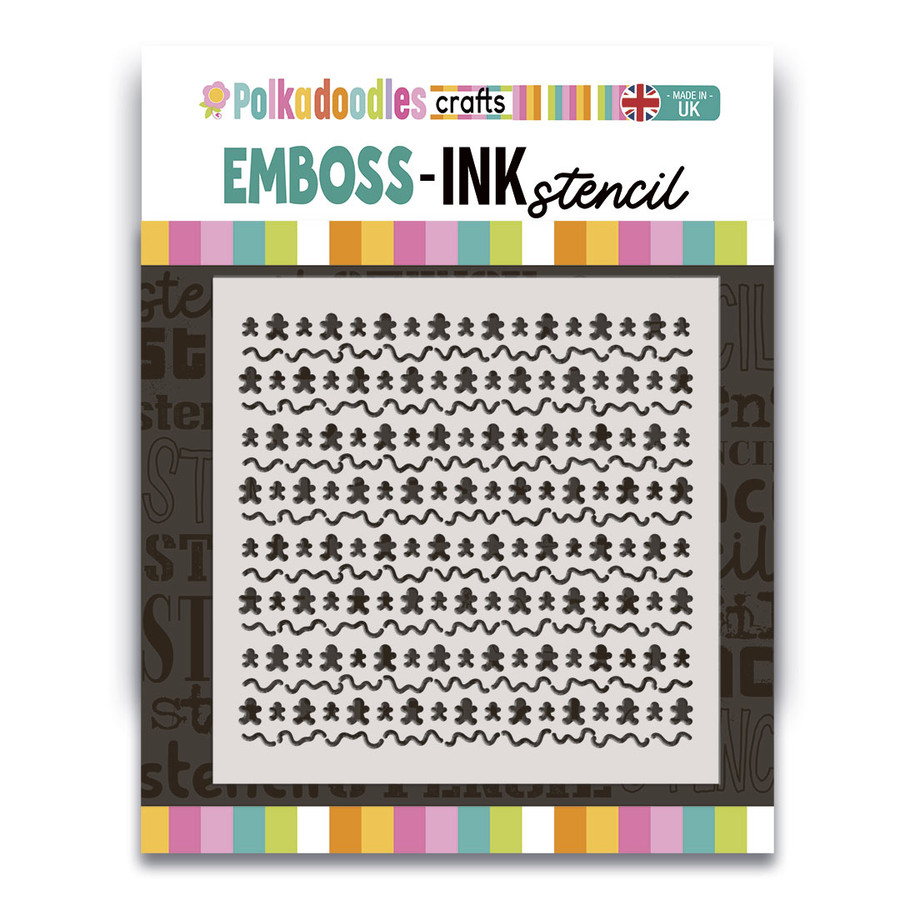 Cute Gingerbread 6 x 6" Emboss-ink Stencil - card making, crafts, scrapbooking