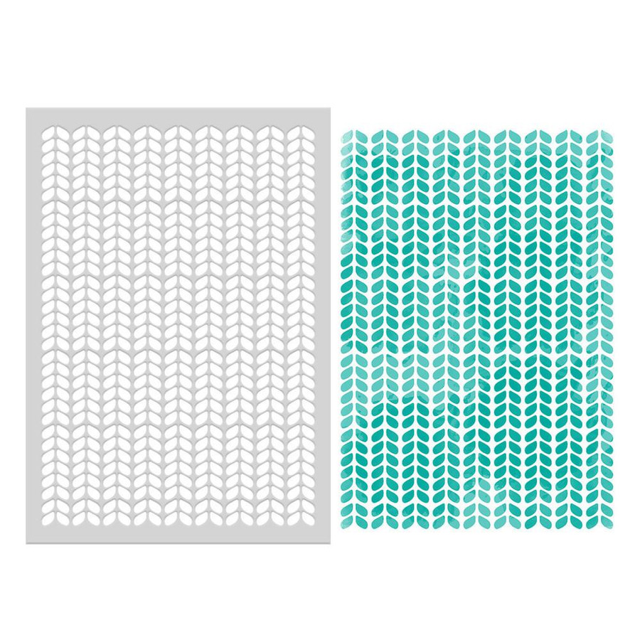 Frosted Christmas Text Pattern Stencil Bundle, 9 x A5/6 x 8 inches emboss-ink stencils for card making, crafts, scrapbooking, featuring a snowflake design and a blue textured pattern.