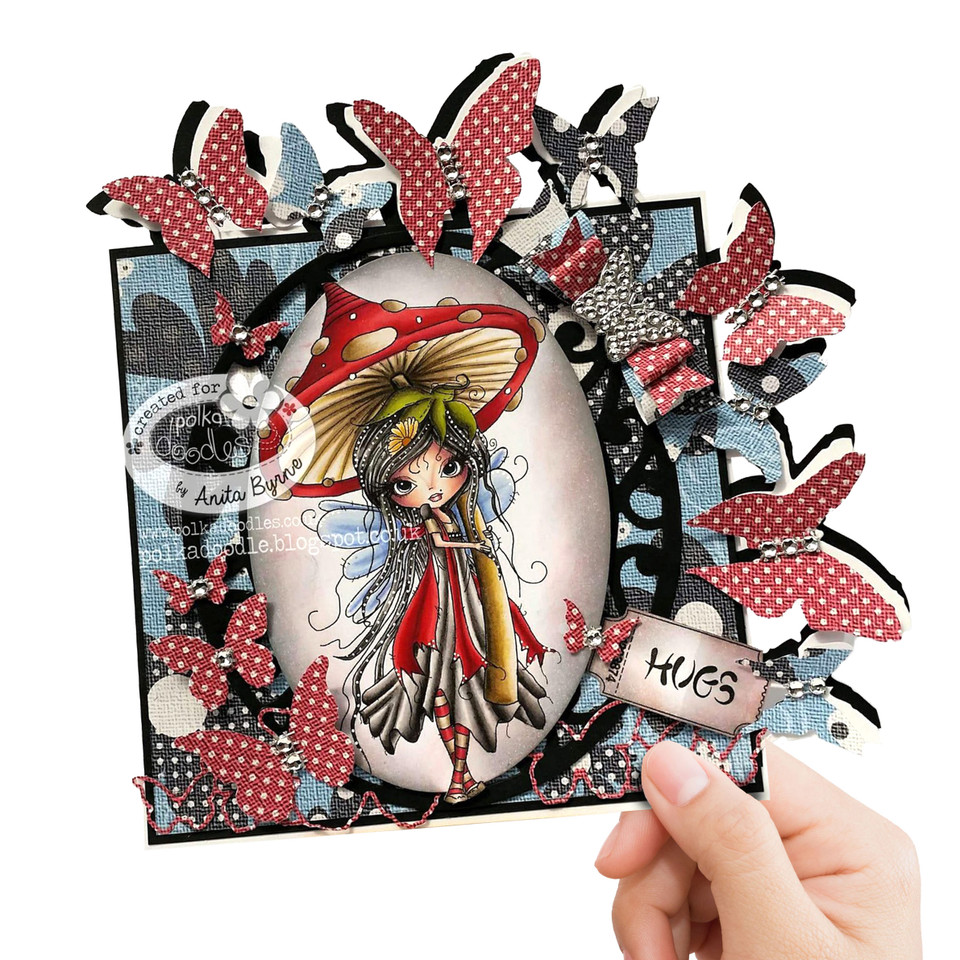girl character printable digi stamp card making craft