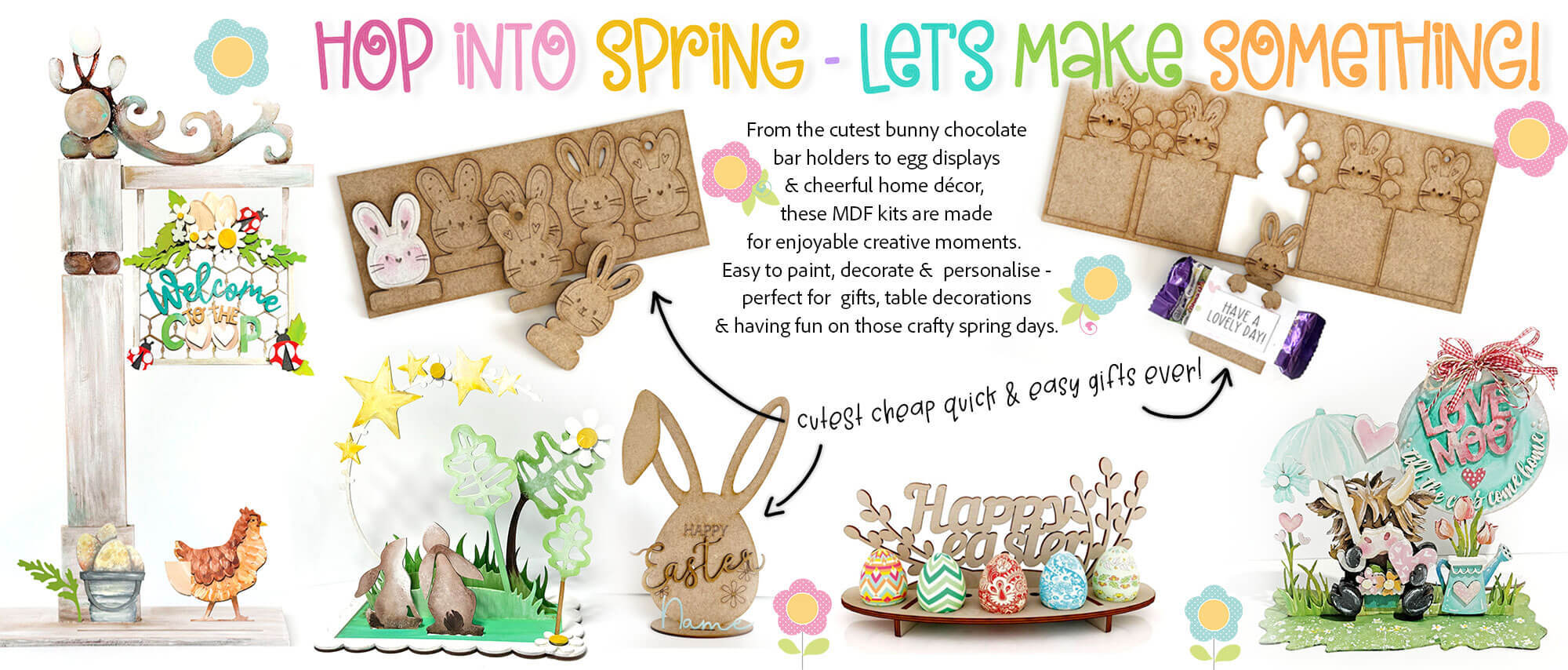 Easter Spring MDF wood blank craft kits for decorating