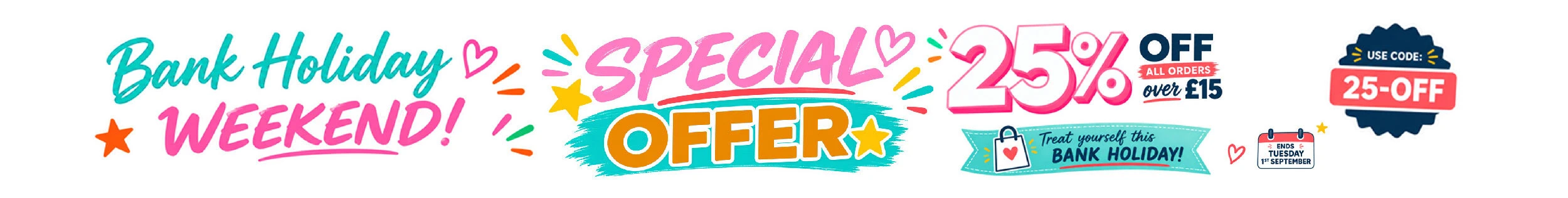 25% off craft sale August bank holiday weekend only, save on card making supplies sale