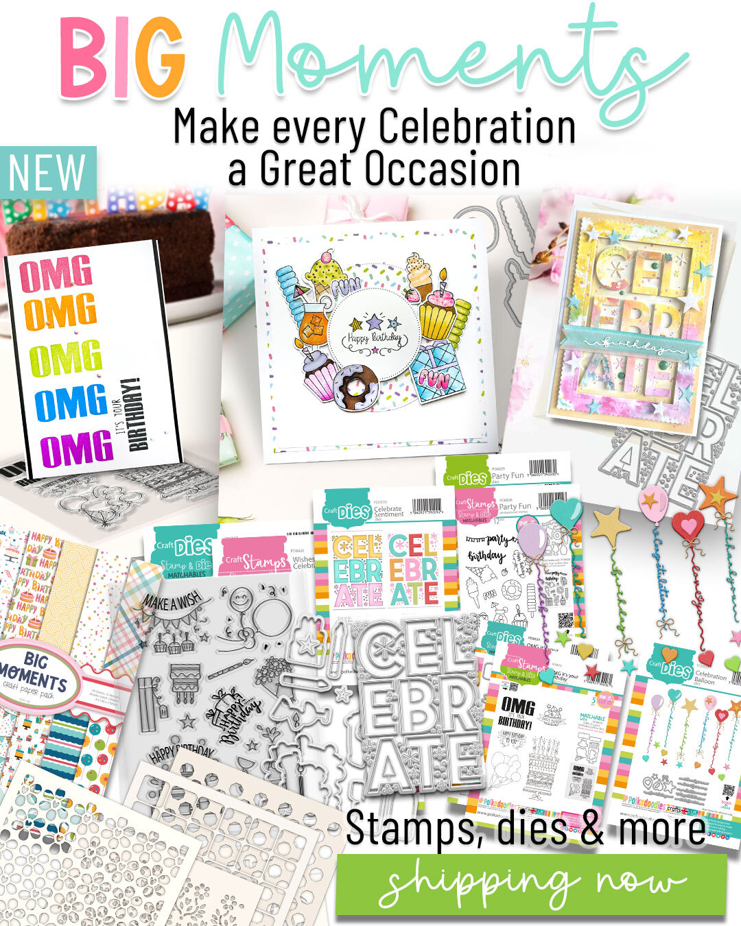 Craft every big moment and celebration with this wonderful collection of stamps, dies and stencils for card making and crafts, scrapbooking
