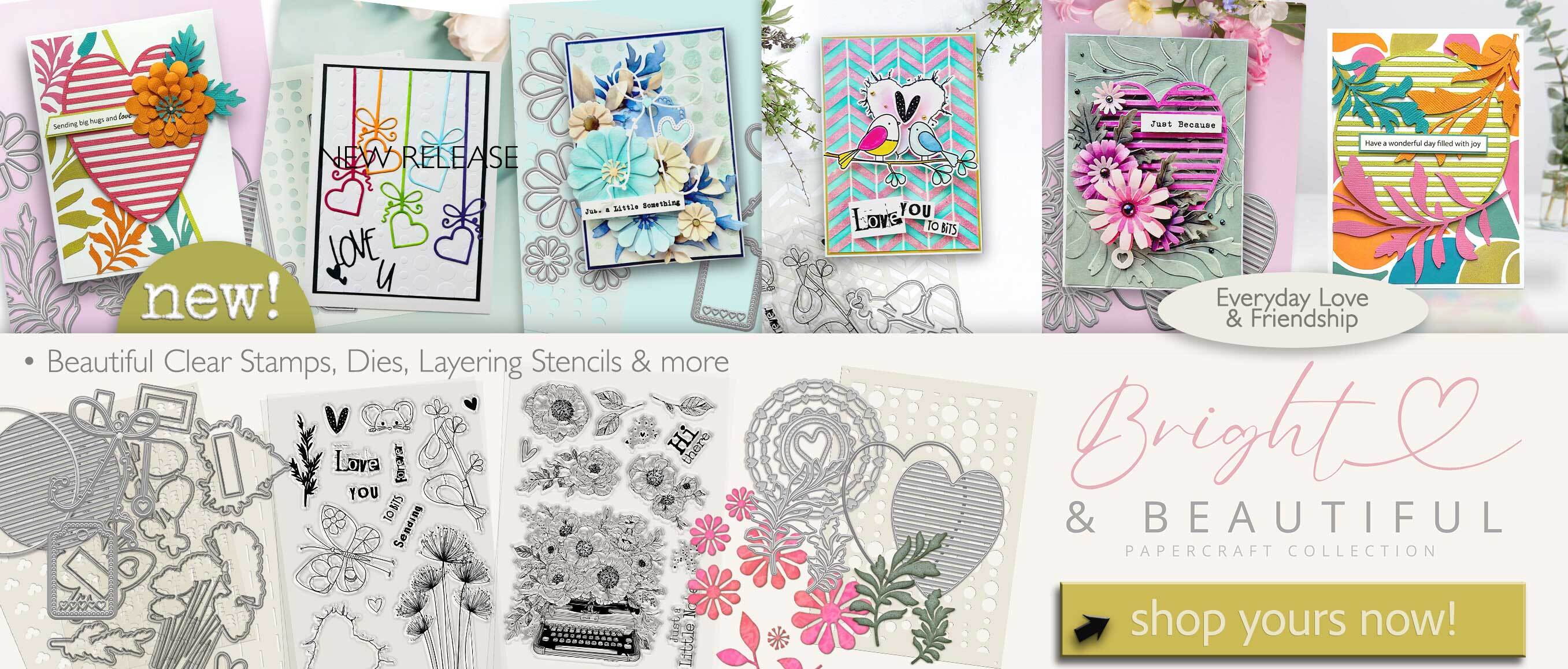 pretty bright and beautiful craft stamps, card making stamps dies, scrapbooking supplies