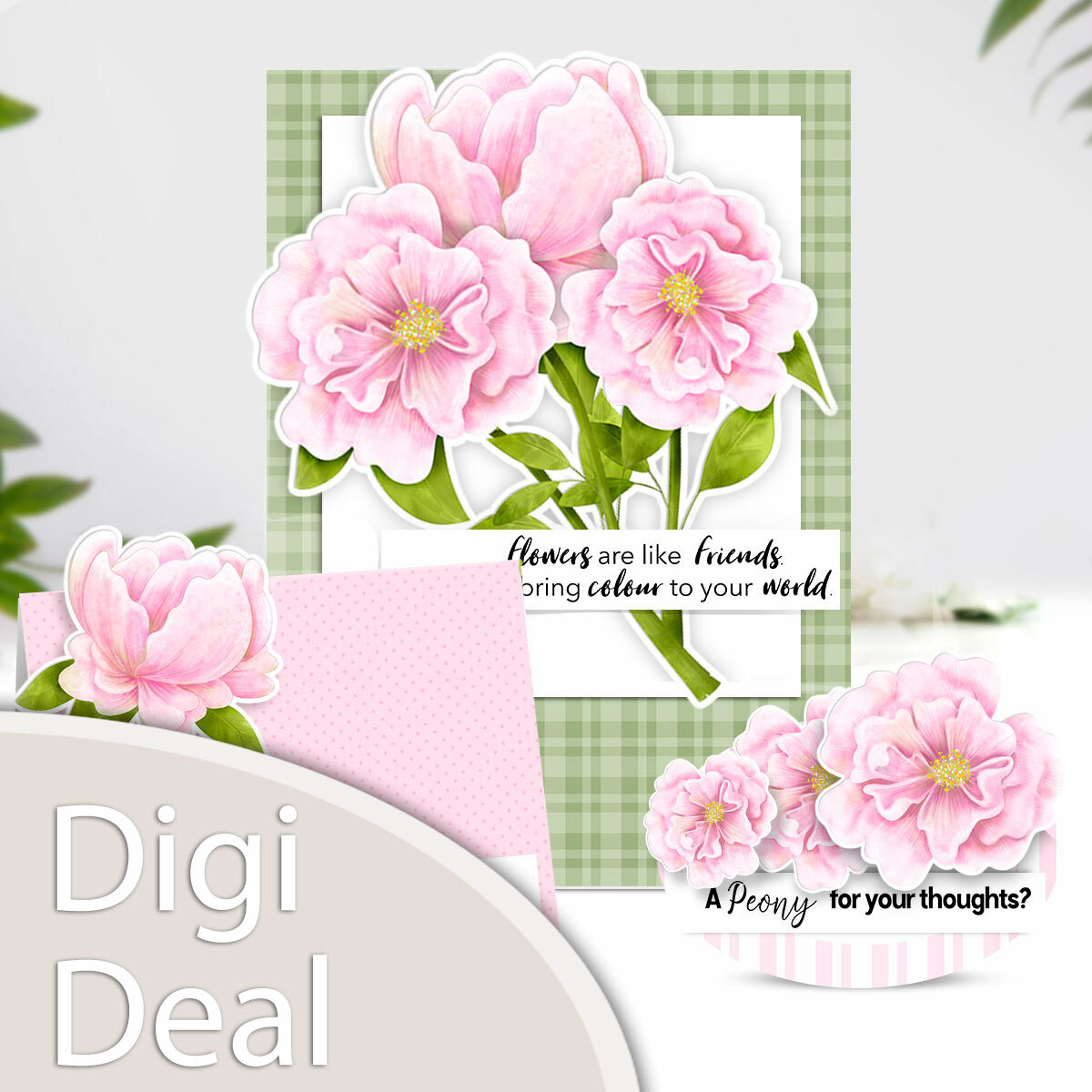 beautiful peony flower printable digital stamp clipart for crafts and card making scrapbook stickers