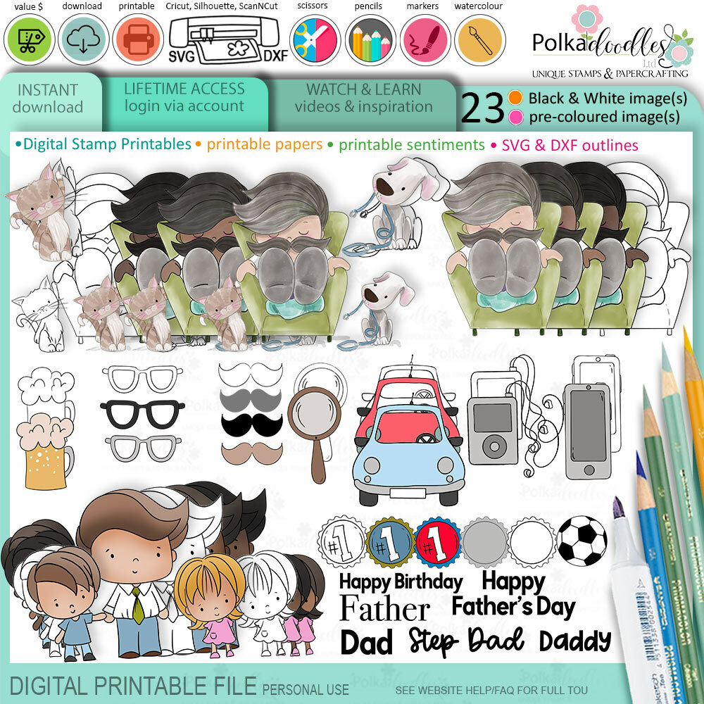 DLPD9347 Dad Father Family printable craft card making clipart digital stamp SVG scrapbook stickers