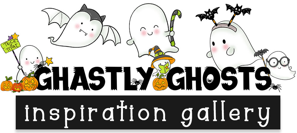 cute ghost halloween printable stamp card making craft sticker scrapbooking