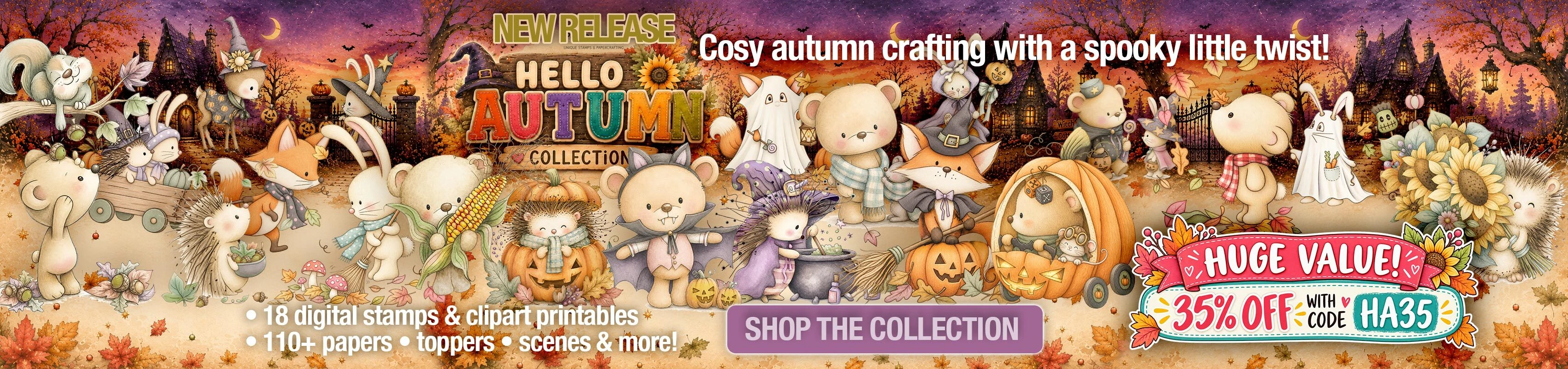cute animals and critter printable stamp downloads for autumn and halloween crafts and card making
