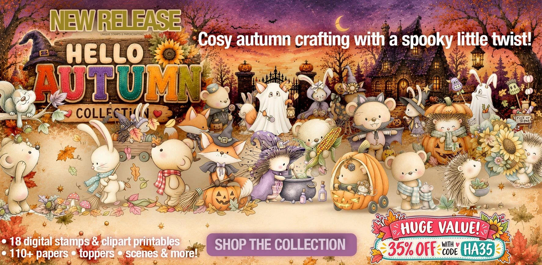 cute animals and critter printable stamp downloads for autumn and halloween crafts and card making