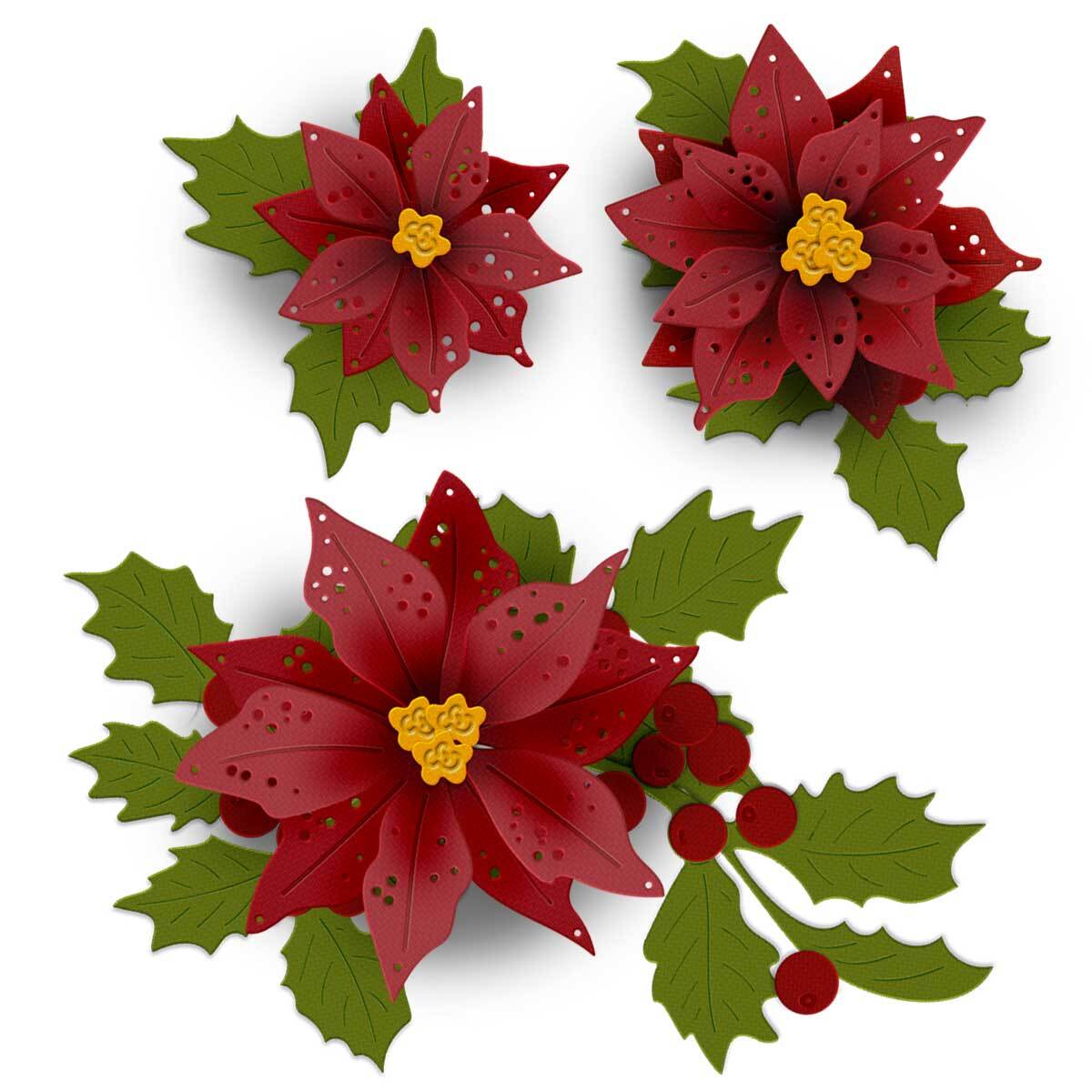 Dotty poinsettia winter flowers cutting dies for craft card making scrapbooking