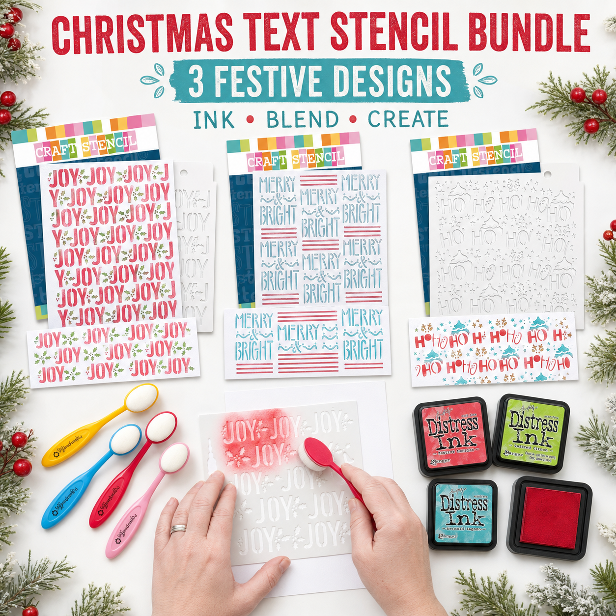 Christmas stencils crafting and card making