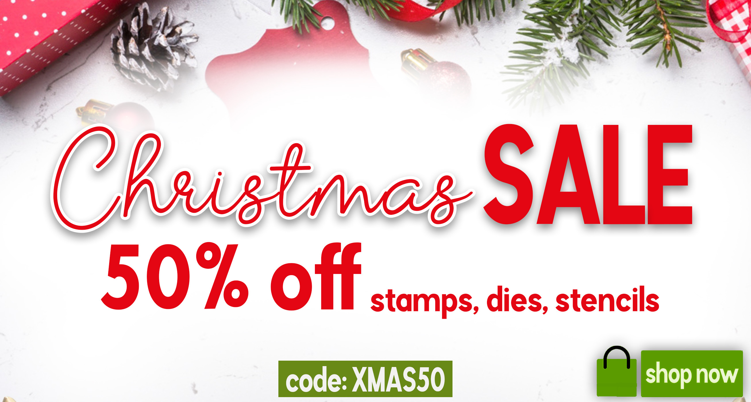 50% off sale Christmas holiday craft supplies card making stamps dies scrapbooking