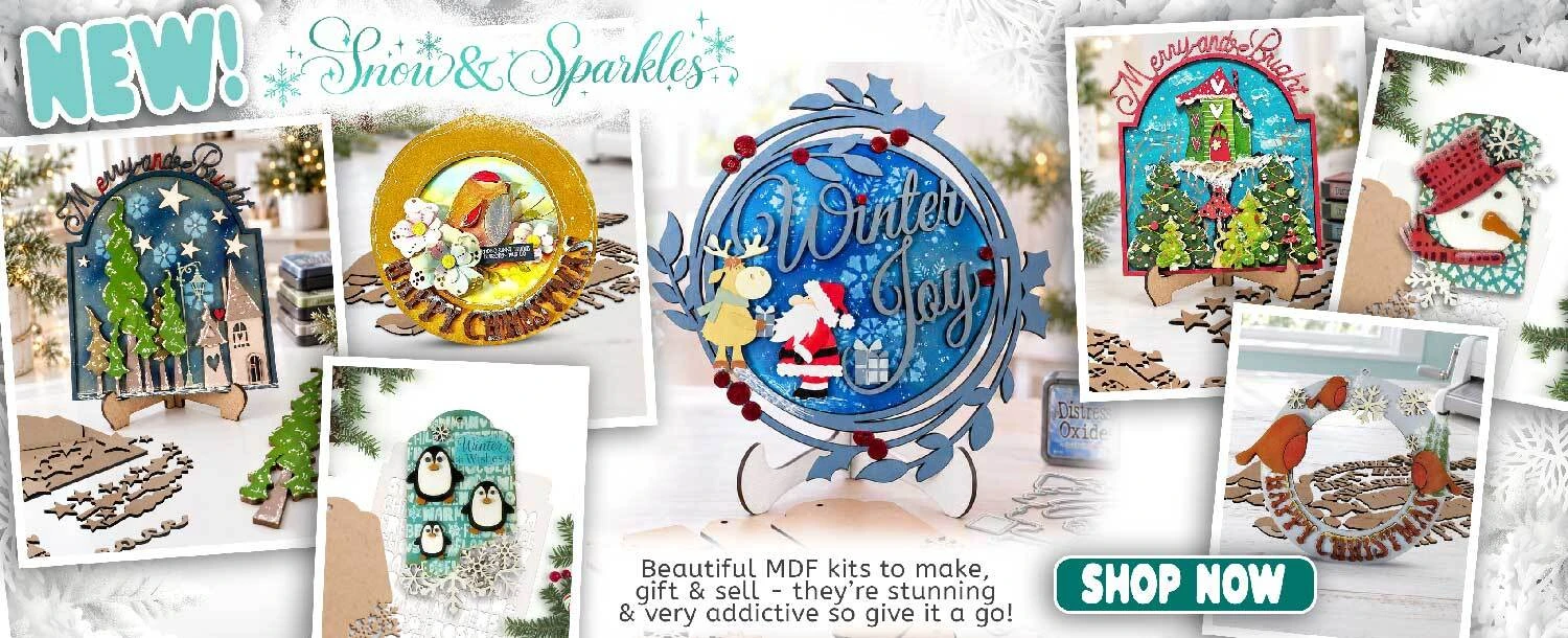 Snow & Sparkles Snowman craft stamps, dies, stencils, mdf wood blanks for Christmas holiday card making, crafting, scrapbooking, junk journals