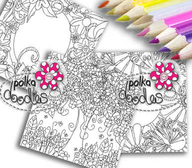 Adult Colouring Book pages, printable, unique, instant download